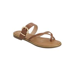 Time and Tru Cognac Sandals with Toe Loop and Crisscross Straps